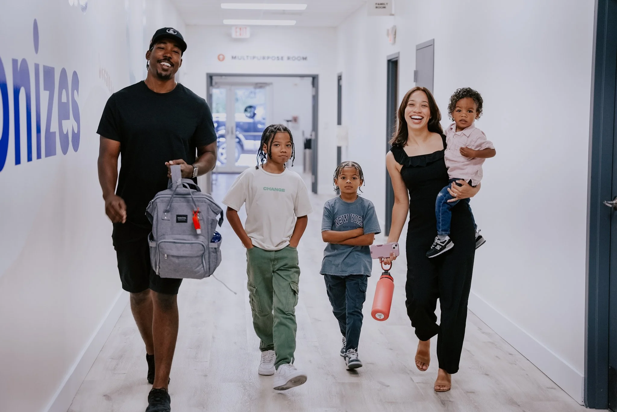 Family walking into church